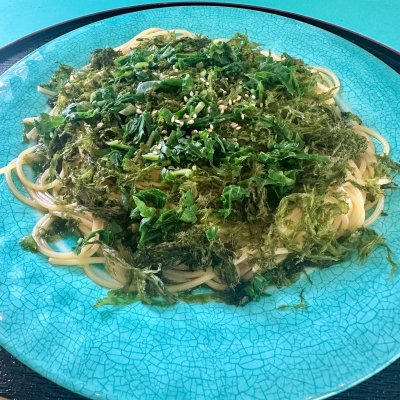 明日葉と島のりのパスタの画像